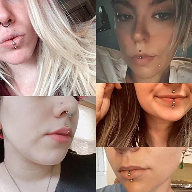 1Gb nerūsējošā tērauda lippy Loop Larbet gredzens 16G lūpu pīrsings Hoop Rotaslietas Stud Pīrsings Ball Cone U formas lūpu gredzeni Labret Hoop