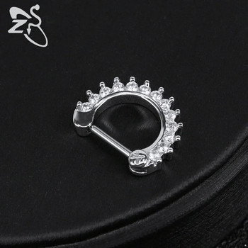 ZS 16G хирургическа стомана индийски пръстени за преграда на носа Жени Crystal Ear Helix Clicker Пиърсинг Обеци Прегради Обръч Пиърсинг Бижута
