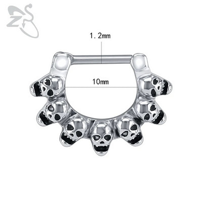 ZS 16G Ķirurģiskā tērauda Indijas deguna starpsienas gredzeni sievietēm kristāla auss spirāle klikera pīrsingi auskari starpsienas stīpas pīrsings rotaslietas