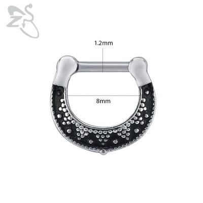 ZS 16G Ķirurģiskā tērauda Indijas deguna starpsienas gredzeni sievietēm kristāla auss spirāle klikera pīrsingi auskari starpsienas stīpas pīrsings rotaslietas