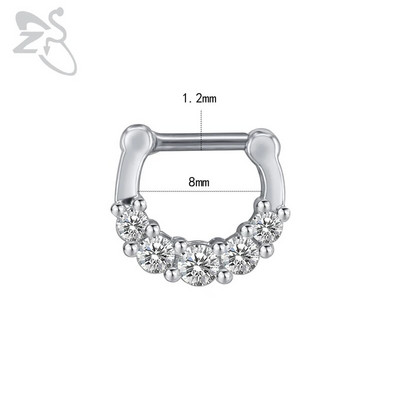 ZS 16G Ķirurģiskā tērauda Indijas deguna starpsienas gredzeni sievietēm kristāla auss spirāle klikera pīrsingi auskari starpsienas stīpas pīrsings rotaslietas