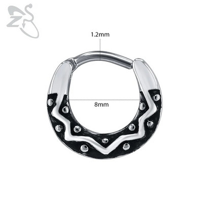 ZS 16G Ķirurģiskā tērauda Indijas deguna starpsienas gredzeni sievietēm kristāla auss spirāle klikera pīrsingi auskari starpsienas stīpas pīrsings rotaslietas