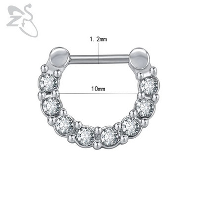ZS 16G Ķirurģiskā tērauda Indijas deguna starpsienas gredzeni sievietēm kristāla auss spirāle klikera pīrsingi auskari starpsienas stīpas pīrsings rotaslietas