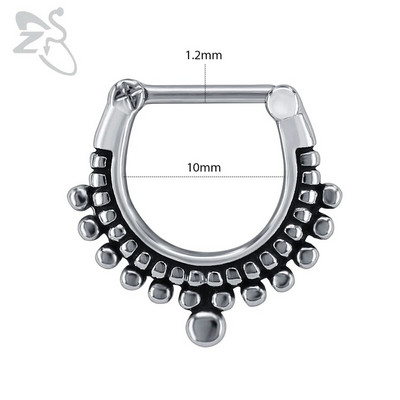 ZS 16G Ķirurģiskā tērauda Indijas deguna starpsienas gredzeni sievietēm kristāla auss spirāle klikera pīrsingi auskari starpsienas stīpas pīrsings rotaslietas