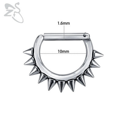 ZS 16G Ķirurģiskā tērauda Indijas deguna starpsienas gredzeni sievietēm kristāla auss spirāle klikera pīrsingi auskari starpsienas stīpas pīrsings rotaslietas