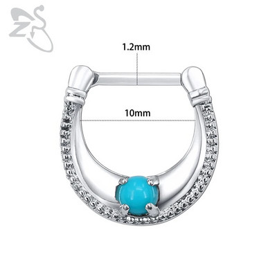 ZS 16G Ķirurģiskā tērauda Indijas deguna starpsienas gredzeni sievietēm kristāla auss spirāle klikera pīrsingi auskari starpsienas stīpas pīrsings rotaslietas