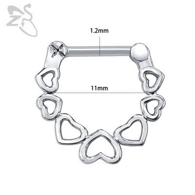 ZS 16G Ķirurģiskā tērauda Indijas deguna starpsienas gredzeni sievietēm kristāla auss spirāle klikera pīrsingi auskari starpsienas stīpas pīrsings rotaslietas