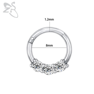 ZS 16G Ķirurģiskā tērauda Indijas deguna starpsienas gredzeni sievietēm kristāla auss spirāle klikera pīrsingi auskari starpsienas stīpas pīrsings rotaslietas