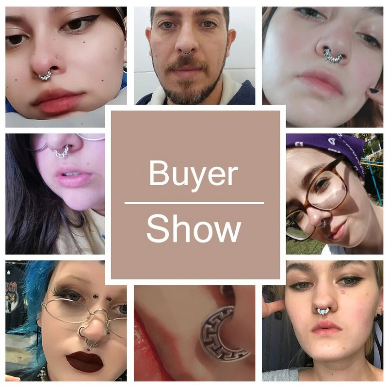 ZS 16G Ķirurģiskā tērauda Indijas deguna starpsienas gredzeni sievietēm kristāla auss spirāle klikera pīrsingi auskari starpsienas stīpas pīrsings rotaslietas