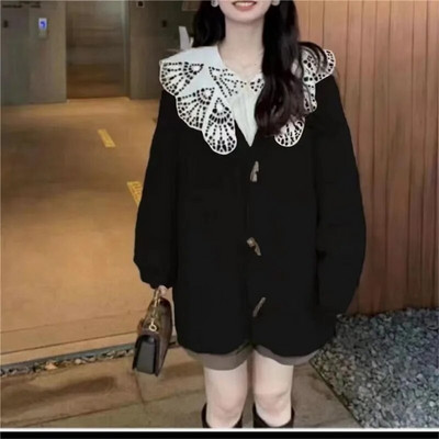 Rudens ziemas trikotāžas jakas Para Mujer Jauns korejiešu modes pogas Virsdrēbes Sieviešu mētelis brīvs ikdienas džemperu topi кардиган