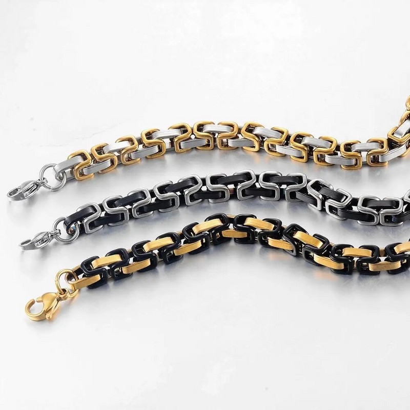 Férfi rozsdamentes acél bizánci karkötő divat ékszerek szélesség 6 mm hosszú 23 cm