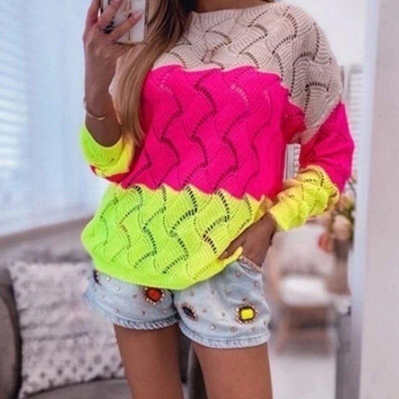 2023. gada jauns sieviešu džemperis, džemperis, seksīgs, izliekts, ikdienišķs, brīvs, pilnām piedurknēm O kakla džemperis.