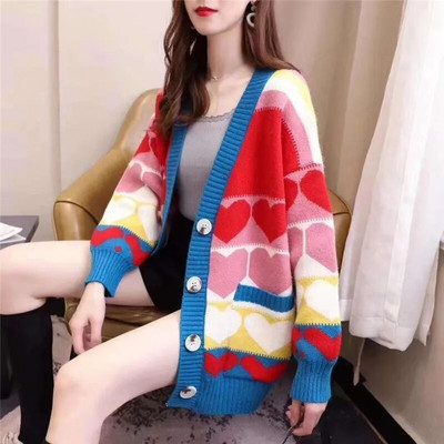 Pavasaris Rudens Jauna Sieviešu jaka Brīvs, slinks trikotāžas džemperis Mētelis Modes Trend Sieviešu apģērbi Trikotāžas Tops свитер женский