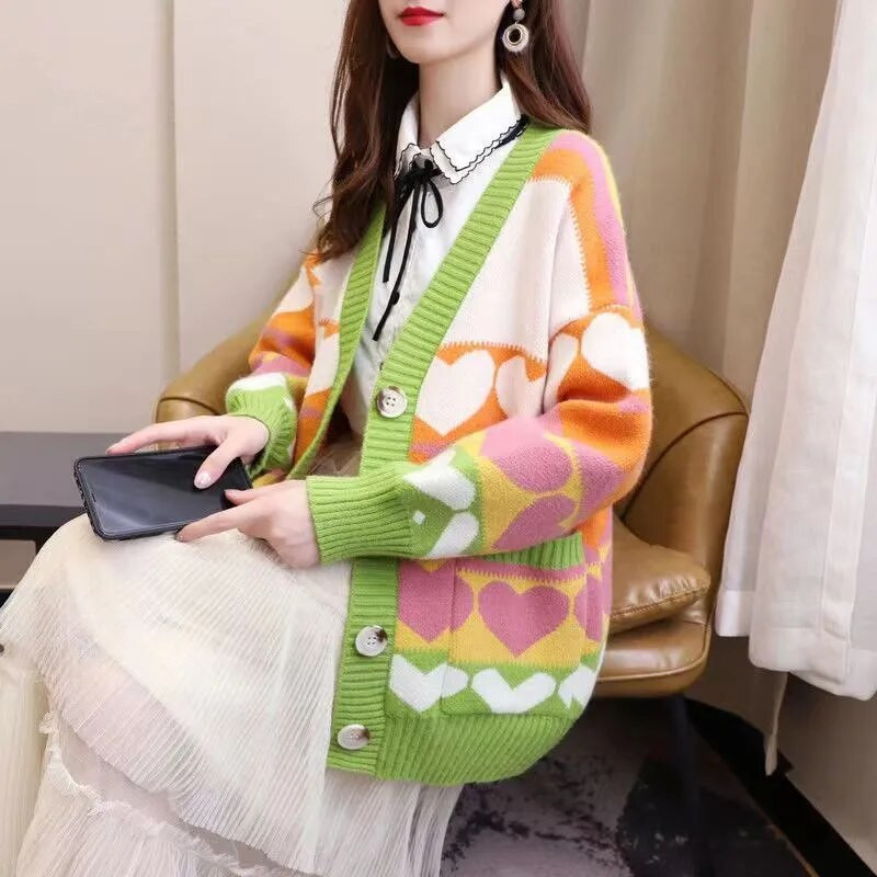 Pavasaris Rudens Jauna Sieviešu jaka Brīvs, slinks trikotāžas džemperis Mētelis Modes Trend Sieviešu apģērbi Trikotāžas Tops свитер женский