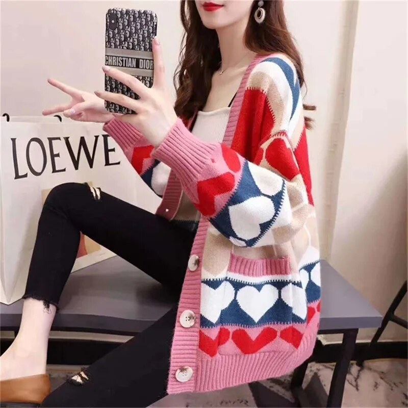 Pavasaris Rudens Jauna Sieviešu jaka Brīvs, slinks trikotāžas džemperis Mētelis Modes Trend Sieviešu apģērbi Trikotāžas Tops свитер женский