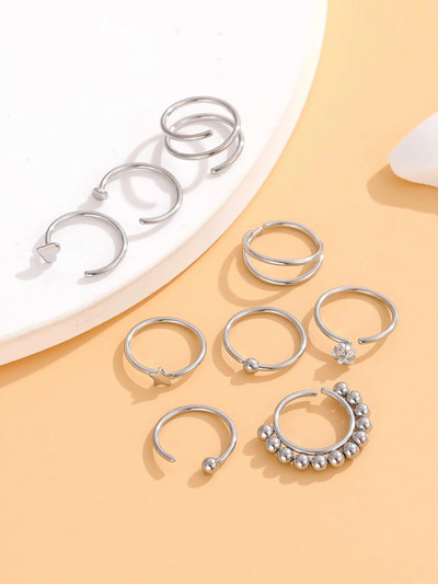 9 buc inele pentru nas pentru femei barbati cercei crampoane cercei pentru nas piercing bijuterii hipoalergenic din otel inoxidabil