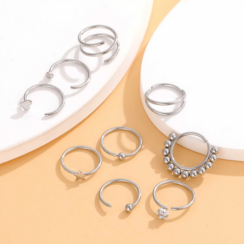 9 buc inele pentru nas pentru femei barbati cercei crampoane cercei pentru nas piercing bijuterii hipoalergenic din otel inoxidabil