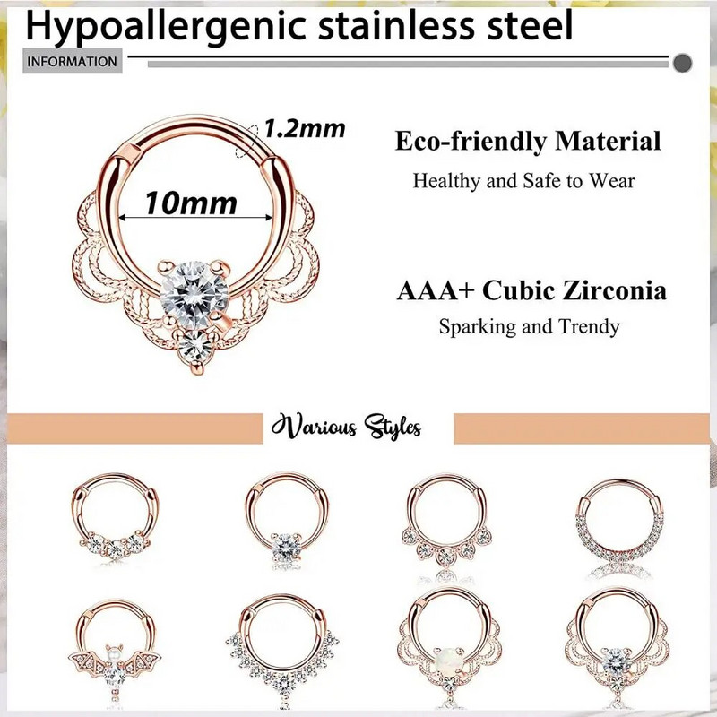 Daith naušnice Nakit Prsteni za nos 16G Piercing za nos Hrskavica Tragus Hoop Helix