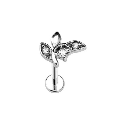 Ziedu Lapu Čūskas Apvalks Labret Stud Butterfly Branch Ziedlapiņas Lūpu Iekšējais pavediens Pīrsings Cross Heart CZ Daith Conch Auskars 16G