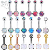 ZS 1PC 14g Nerūsējošā tērauda apaļš nabas gredzens sievietēm ar opālu nabas pīrsingu ķermenim rotaslietas Ombligo 5MM Ball Nombril