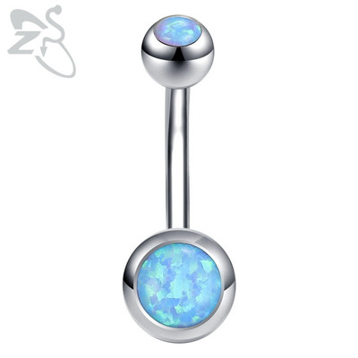 ZS 1PC 14g Nerūsējošā tērauda apaļš nabas gredzens sievietēm ar opālu nabas pīrsingu ķermenim rotaslietas Ombligo 5MM Ball Nombril