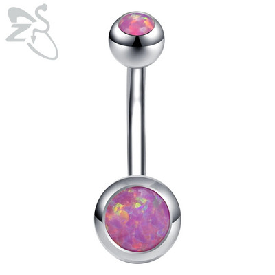 ZS 1PC 14g Nerūsējošā tērauda apaļš nabas gredzens sievietēm ar opālu nabas pīrsingu ķermenim rotaslietas Ombligo 5MM Ball Nombril