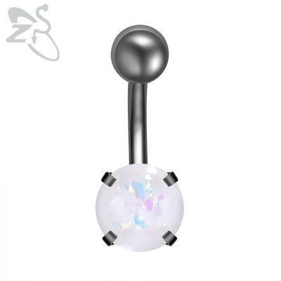 ZS 1PC 14g Nerūsējošā tērauda apaļš nabas gredzens sievietēm ar opālu nabas pīrsingu ķermenim rotaslietas Ombligo 5MM Ball Nombril
