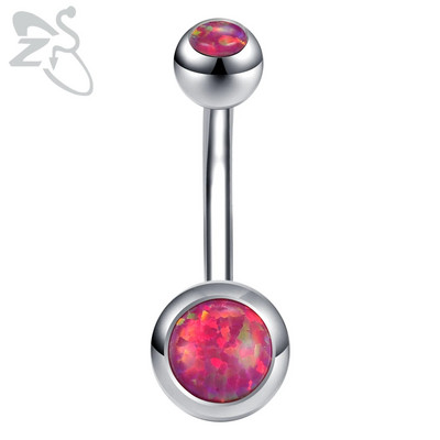 ZS 1PC 14g Nerūsējošā tērauda apaļš nabas gredzens sievietēm ar opālu nabas pīrsingu ķermenim rotaslietas Ombligo 5MM Ball Nombril