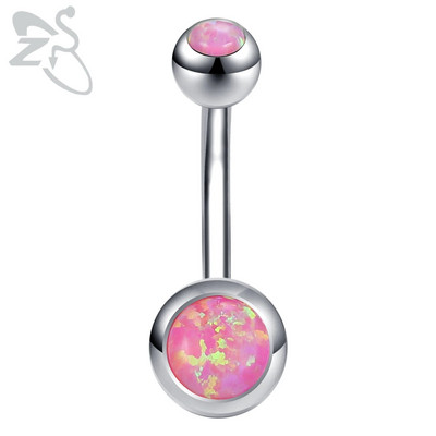 ZS 1PC 14g Nerūsējošā tērauda apaļš nabas gredzens sievietēm ar opālu nabas pīrsingu ķermenim rotaslietas Ombligo 5MM Ball Nombril