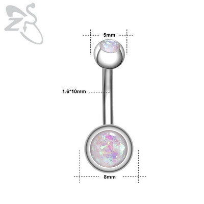 ZS 1PC 14g Nerūsējošā tērauda apaļš nabas gredzens sievietēm ar opālu nabas pīrsingu ķermenim rotaslietas Ombligo 5MM Ball Nombril