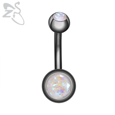 ZS 1PC 14g Nerūsējošā tērauda apaļš nabas gredzens sievietēm ar opālu nabas pīrsingu ķermenim rotaslietas Ombligo 5MM Ball Nombril