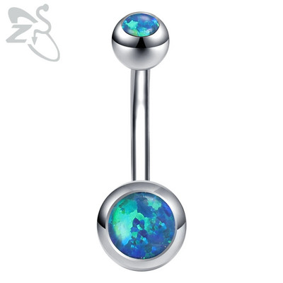 ZS 1PC 14g Nerūsējošā tērauda apaļš nabas gredzens sievietēm ar opālu nabas pīrsingu ķermenim rotaslietas Ombligo 5MM Ball Nombril