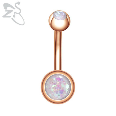 ZS 1PC 14g Nerūsējošā tērauda apaļš nabas gredzens sievietēm ar opālu nabas pīrsingu ķermenim rotaslietas Ombligo 5MM Ball Nombril