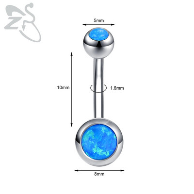 ZS 1PC 14g Nerūsējošā tērauda apaļš nabas gredzens sievietēm ar opālu nabas pīrsingu ķermenim rotaslietas Ombligo 5MM Ball Nombril