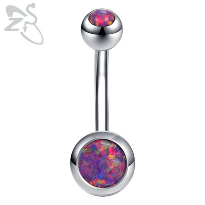 ZS 1PC 14g Nerūsējošā tērauda apaļš nabas gredzens sievietēm ar opālu nabas pīrsingu ķermenim rotaslietas Ombligo 5MM Ball Nombril