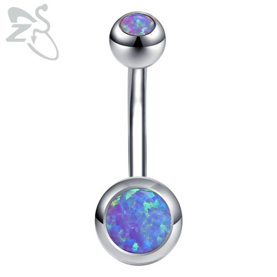 ZS 1PC 14g Nerūsējošā tērauda apaļš nabas gredzens sievietēm ar opālu nabas pīrsingu ķermenim rotaslietas Ombligo 5MM Ball Nombril
