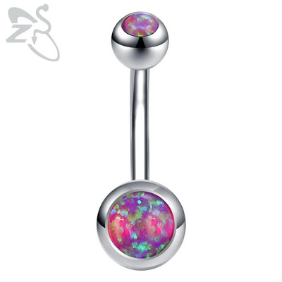 ZS 1PC 14g Nerūsējošā tērauda apaļš nabas gredzens sievietēm ar opālu nabas pīrsingu ķermenim rotaslietas Ombligo 5MM Ball Nombril