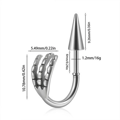 1Gb 361L Ķirurģiskā tērauda galvaskausa lūpu gredzens pakavs Labret gredzens panks Snake&Spike 16g deguna gredzens skrimslis auskari pīrsings rotaslietas
