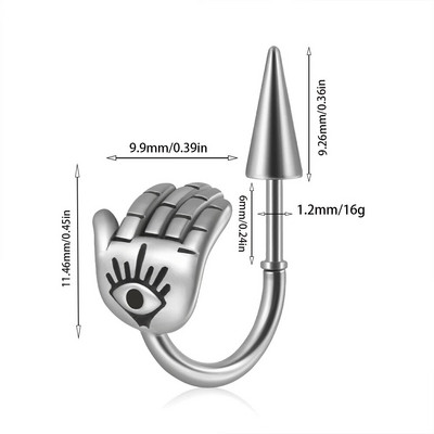 1Gb 361L Ķirurģiskā tērauda galvaskausa lūpu gredzens pakavs Labret gredzens panks Snake&Spike 16g deguna gredzens skrimslis auskari pīrsings rotaslietas