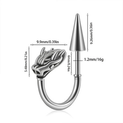 1Gb 361L Ķirurģiskā tērauda galvaskausa lūpu gredzens pakavs Labret gredzens panks Snake&Spike 16g deguna gredzens skrimslis auskari pīrsings rotaslietas