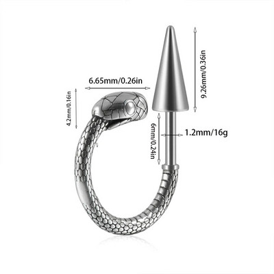 1Gb 361L Ķirurģiskā tērauda galvaskausa lūpu gredzens pakavs Labret gredzens panks Snake&Spike 16g deguna gredzens skrimslis auskari pīrsings rotaslietas