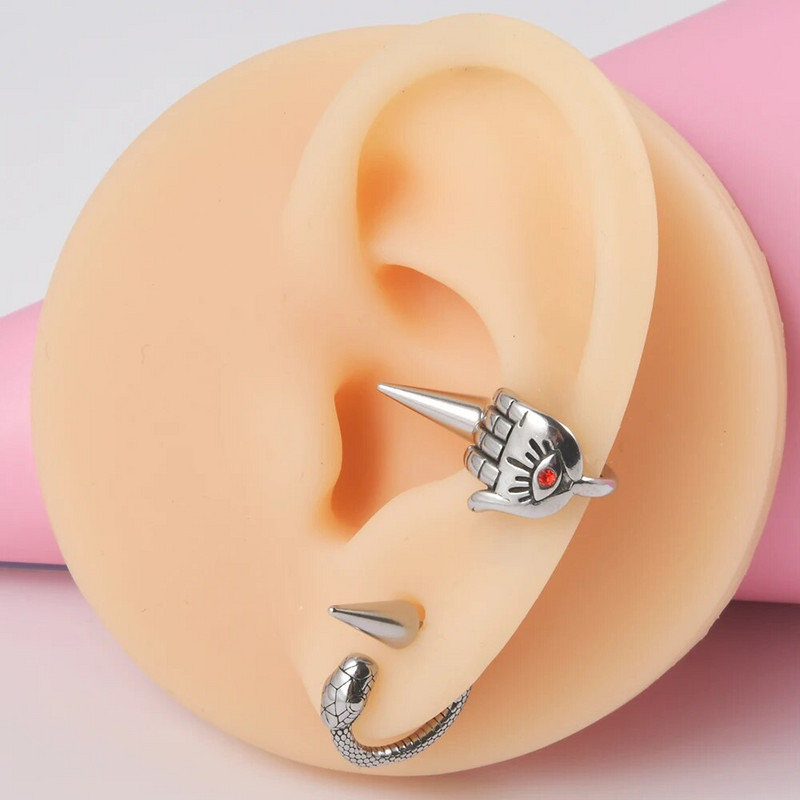 1Gb 361L Ķirurģiskā tērauda galvaskausa lūpu gredzens pakavs Labret gredzens panks Snake&Spike 16g deguna gredzens skrimslis auskari pīrsings rotaslietas