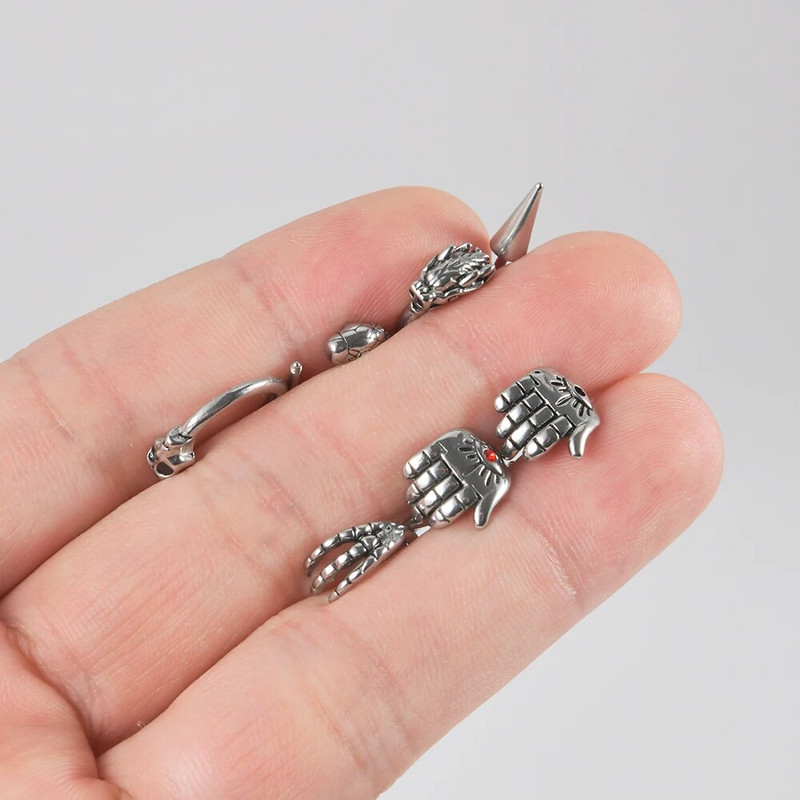 1Gb 361L Ķirurģiskā tērauda galvaskausa lūpu gredzens pakavs Labret gredzens panks Snake&Spike 16g deguna gredzens skrimslis auskari pīrsings rotaslietas