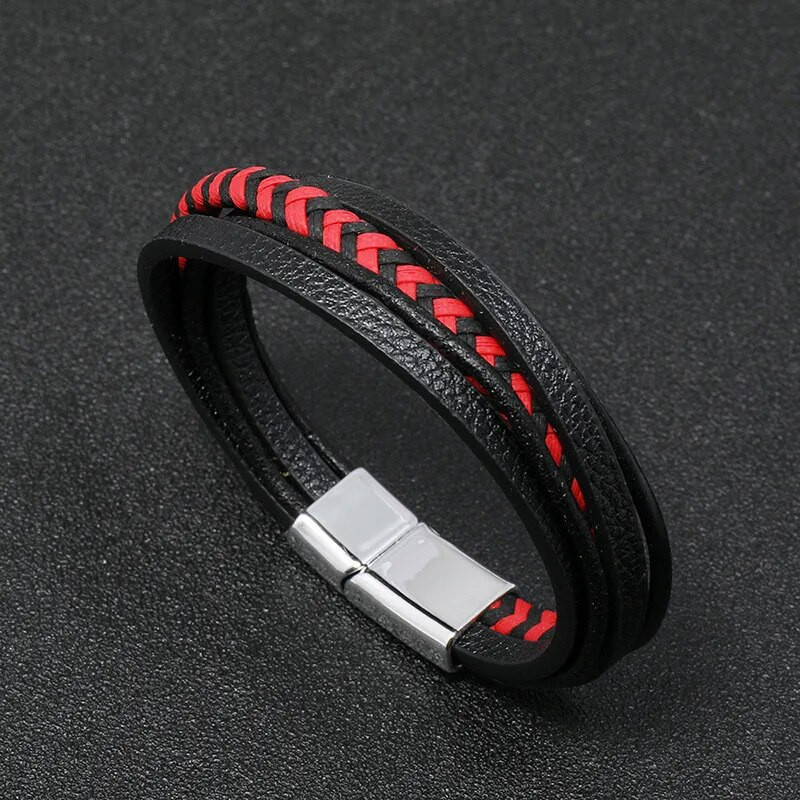 Modyle naujos mados raudonos rankų darbo apyrankės apyrankės Punk vintage odinė apyrankė vyrams vakarėlio aksesuarai Dovana