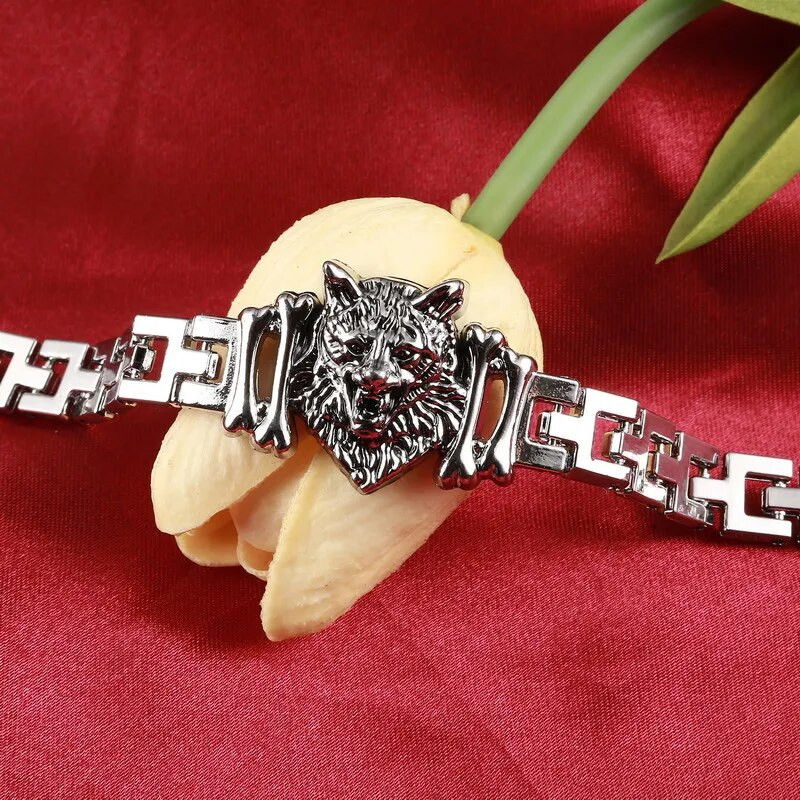 ZOSHI New Arrival Vīriešu nerūsējošā tērauda rokassprādze Rokassprādze Punk Vīriešu Juvelierizstrādājumi Aksesuāri Vīriešu leopards Vilka šarmu aproce Pulseira