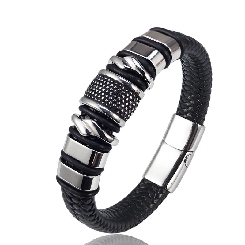 Ανδρικό βραχιόλι Punk Δερμάτινο βραχιόλι Ανοξείδωτο κούμπωμα Μαγνήτης ατμόσφαιρας Μοντέρνο βραχιόλι Brangle Κοσμήματα για άνδρες Πωλήσεις