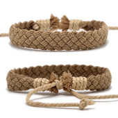 Rokas darbs vintage kokvilnas virves šarmu rokassprādze sievietēm vīriešiem, brūna, regulējama aukla rokassprādzes rotaslietas