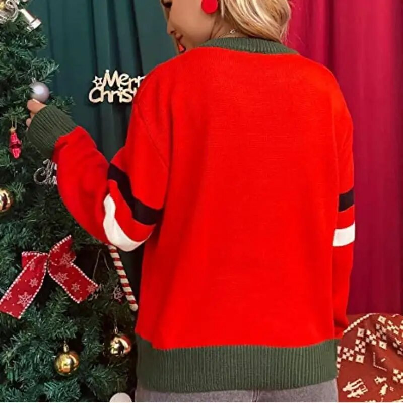 Ziemassvētku dāvana sievietēm 2023. gada Jaunums Džemperi Karikatūra Ziemassvētku vecīša apdruka Jauki trikotāžas izstrādājumi, brīvi džemperi Sieviešu džemperi, topi