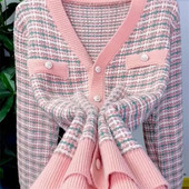 Trikotāžas jaka Sieviešu Pavasara Rudens Jaunums 2023. gada garām piedurknēm V veida kakla izgriezuma trikotāžas džemperi Sieviešu ikdienišķa sieviešu mēteļi