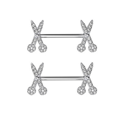 2gab Mīlīgs krūšu pīrsings Stienis Nerūsējošā tērauda kristāla krūšu vairogs Sirds Zieds Krūšu gredzeni Juvelierizstrādājumu korpuss 1.6mm*16mm